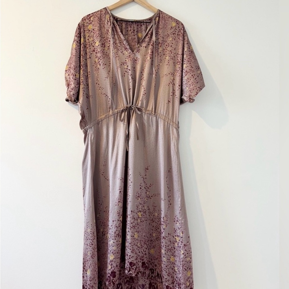Matta NY silk dress floral tunic midi dress medium tie waist RARE - Picture 2 of 9